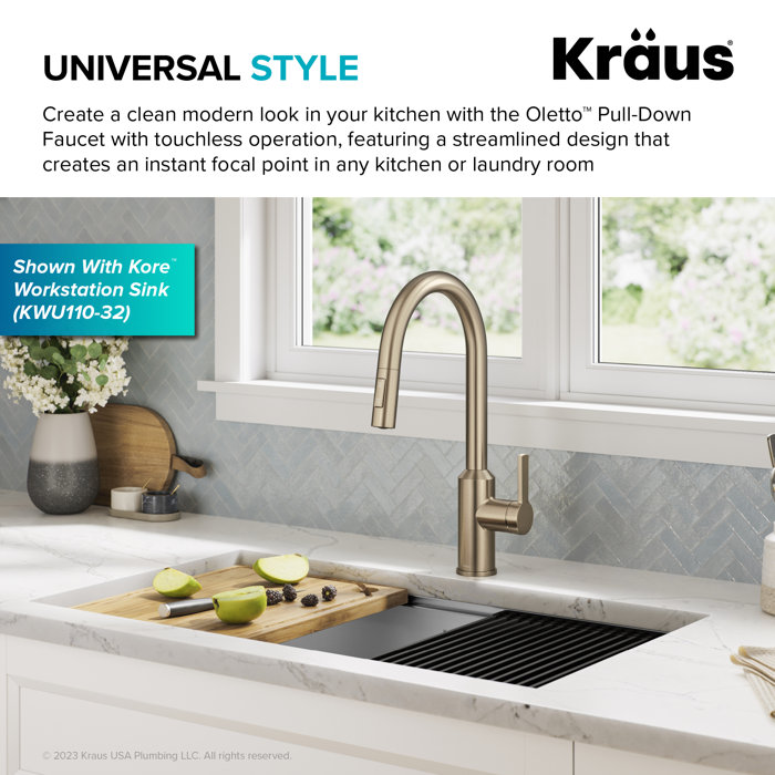 KRAUS Oletto Touchless Sensor PullDown Single Handle Kitchen Faucet